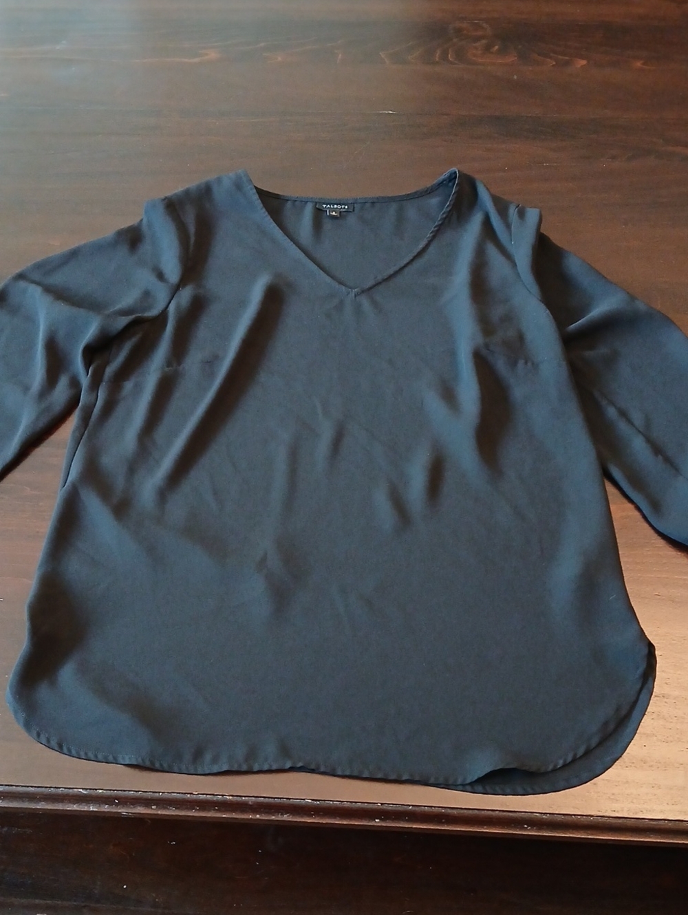 Talbots V-Neck 3/4 Sleeve Women's Top - Black